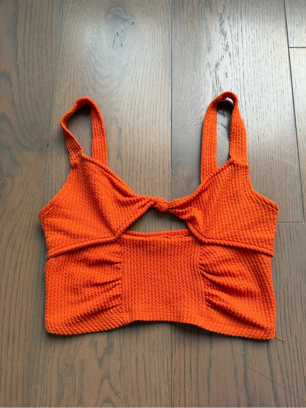 Urban Outfitters Textured Orange Tie-Knot Front Crop Top